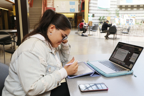 Student with computer